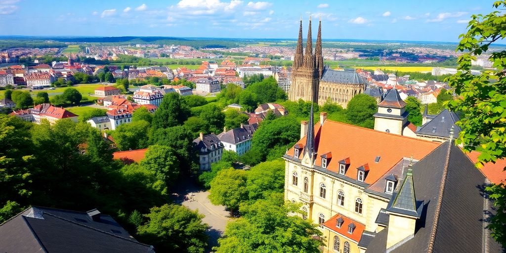 Landschaft und Architektur rund um Köln.